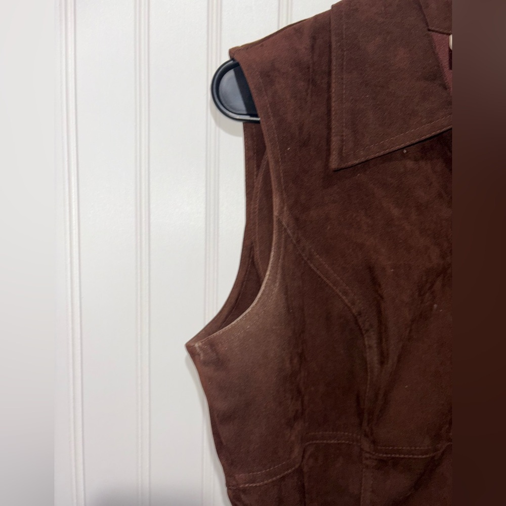 Vintage Maurice’s Suede Brown Sleeveless Zip-Up Dress| Size 11 - Picture 2 of 5